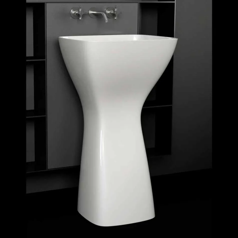 Freestanding modern ceramic washbasin made in Italy, Firmino Viadurini