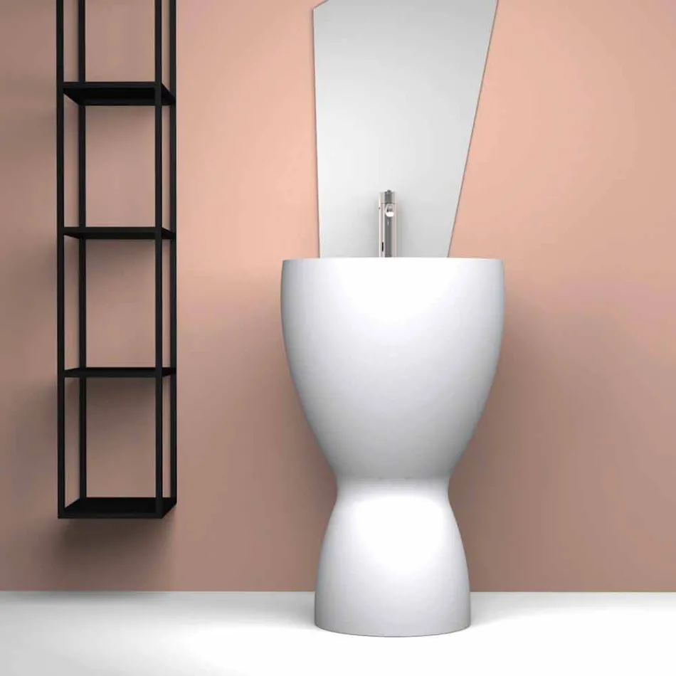 Modern freestanding ceramic washbasin made in Italy, Basile Viadurini