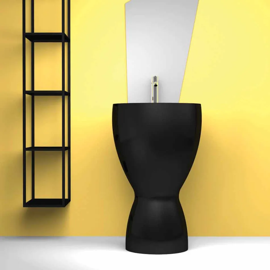 Modern freestanding ceramic washbasin made in Italy, Basile Viadurini