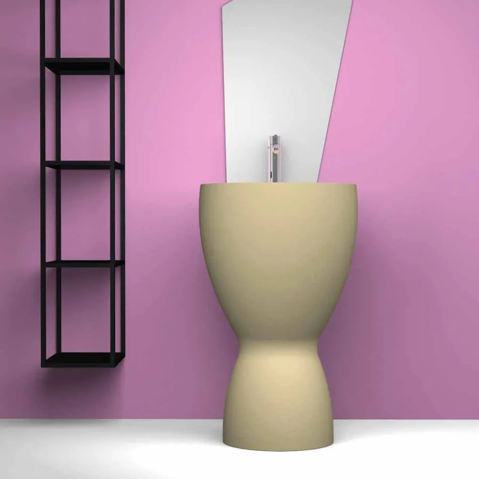 Modern freestanding ceramic washbasin made in Italy, Basile Viadurini