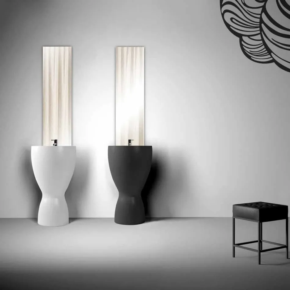 Modern freestanding ceramic washbasin made in Italy, Basile Viadurini