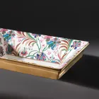 Hand-Cast Fire Clay Washbasin with Colorful Decorations Made in Italy - Aulente Viadurini