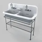 Ceramic washbasin with two Calvin's support basins Viadurini
