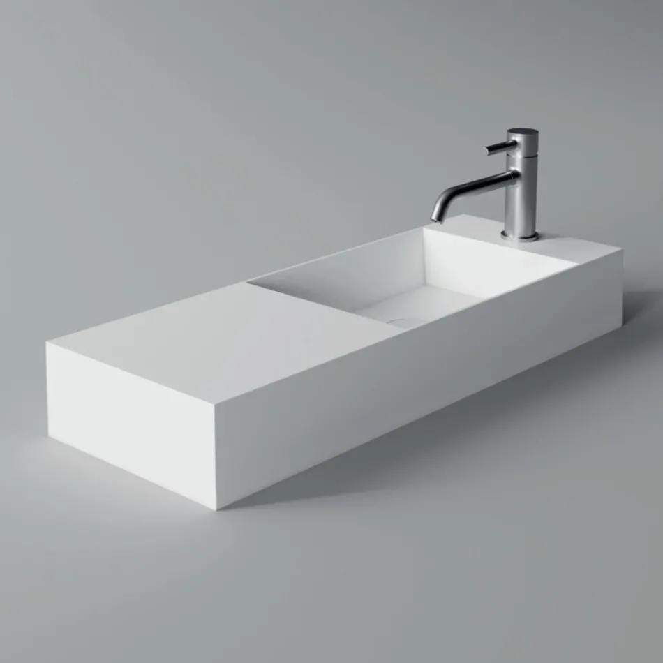 Modern Design Made in Italy White or Colored Ceramic Washbasin - Act Viadurini