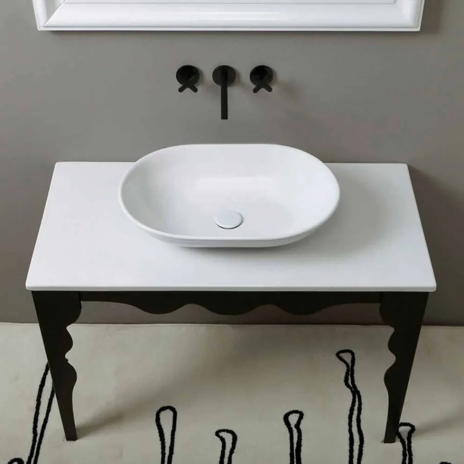 Modern design ceramic washbasin countertop made in Italy Viadurini