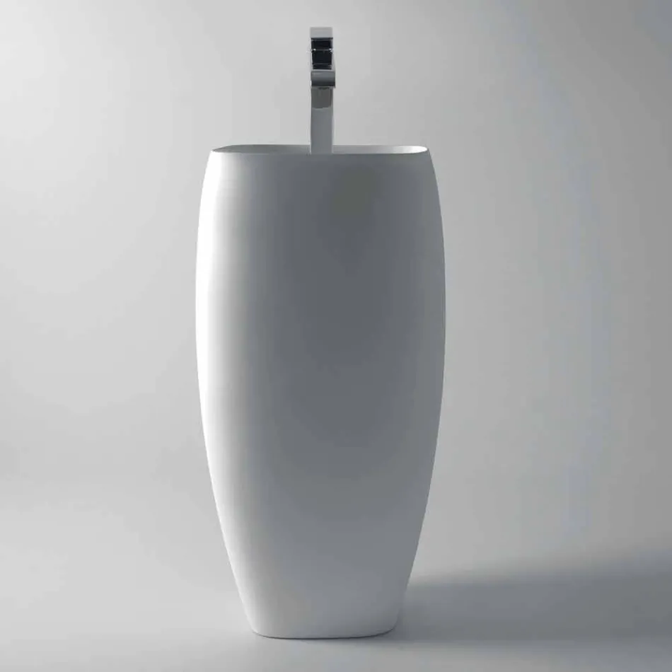 Gaiola modern design freestanding ceramic washbasin, made in Italy Viadurini
