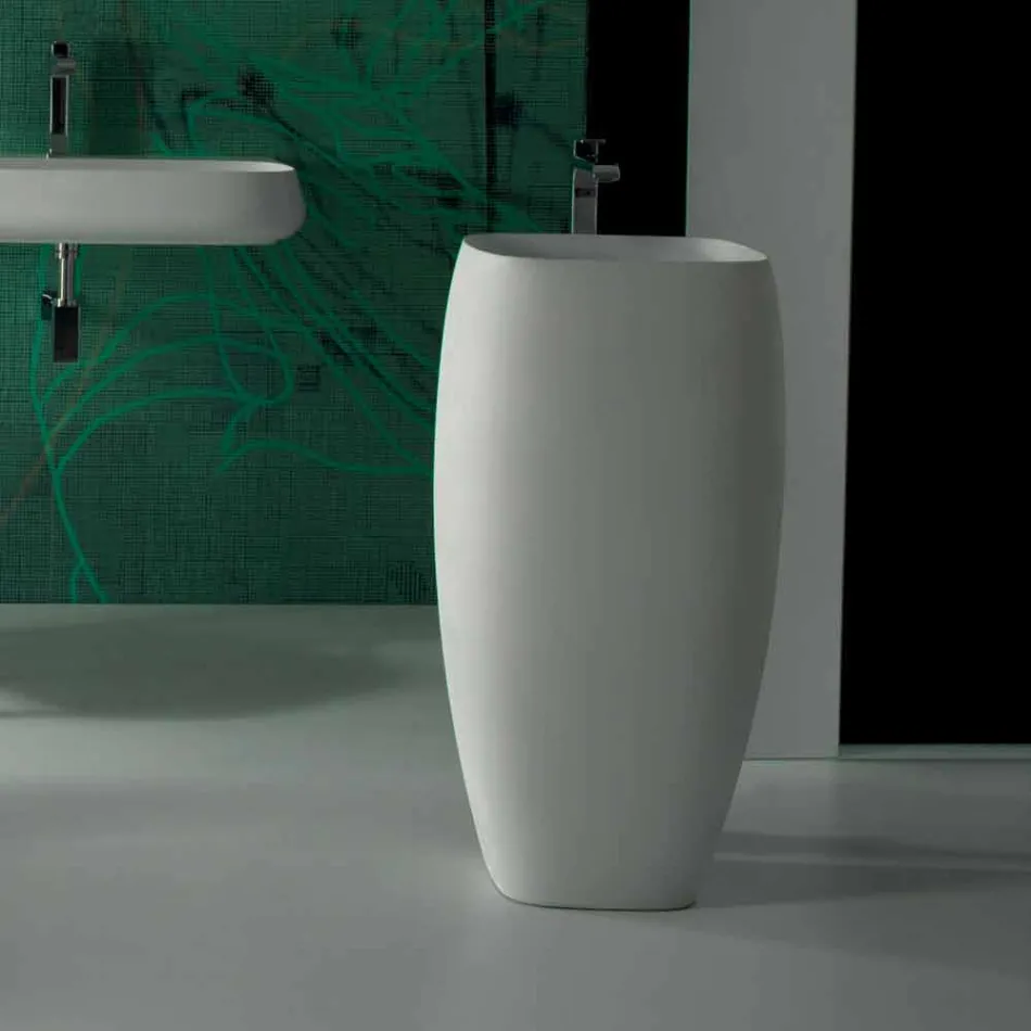 Gaiola modern design freestanding ceramic washbasin, made in Italy Viadurini