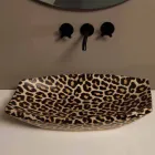 Cheetah ceramic countertop washbasin made in Italy by Laura Viadurini
