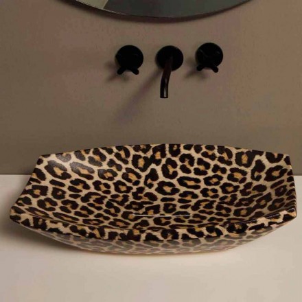 Cheetah ceramic countertop washbasin made in Italy by Laura Viadurini
