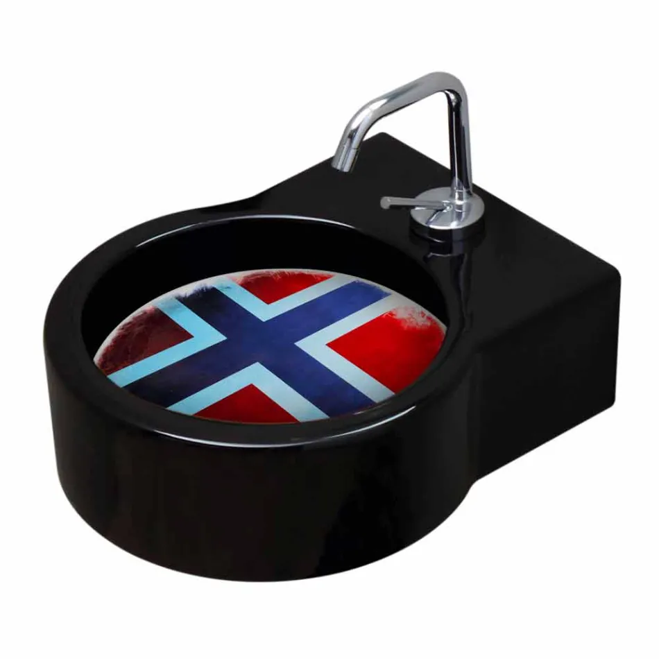 Free-standing black ceramic washbasin / suspension made in Italy Tor Viadurini