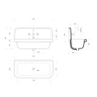 Rectangular ceramic washbasin with suspended Felipe metal base Viadurini