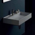 Modern design suspended ceramic sink Sun 80x45 cm, made in Italy