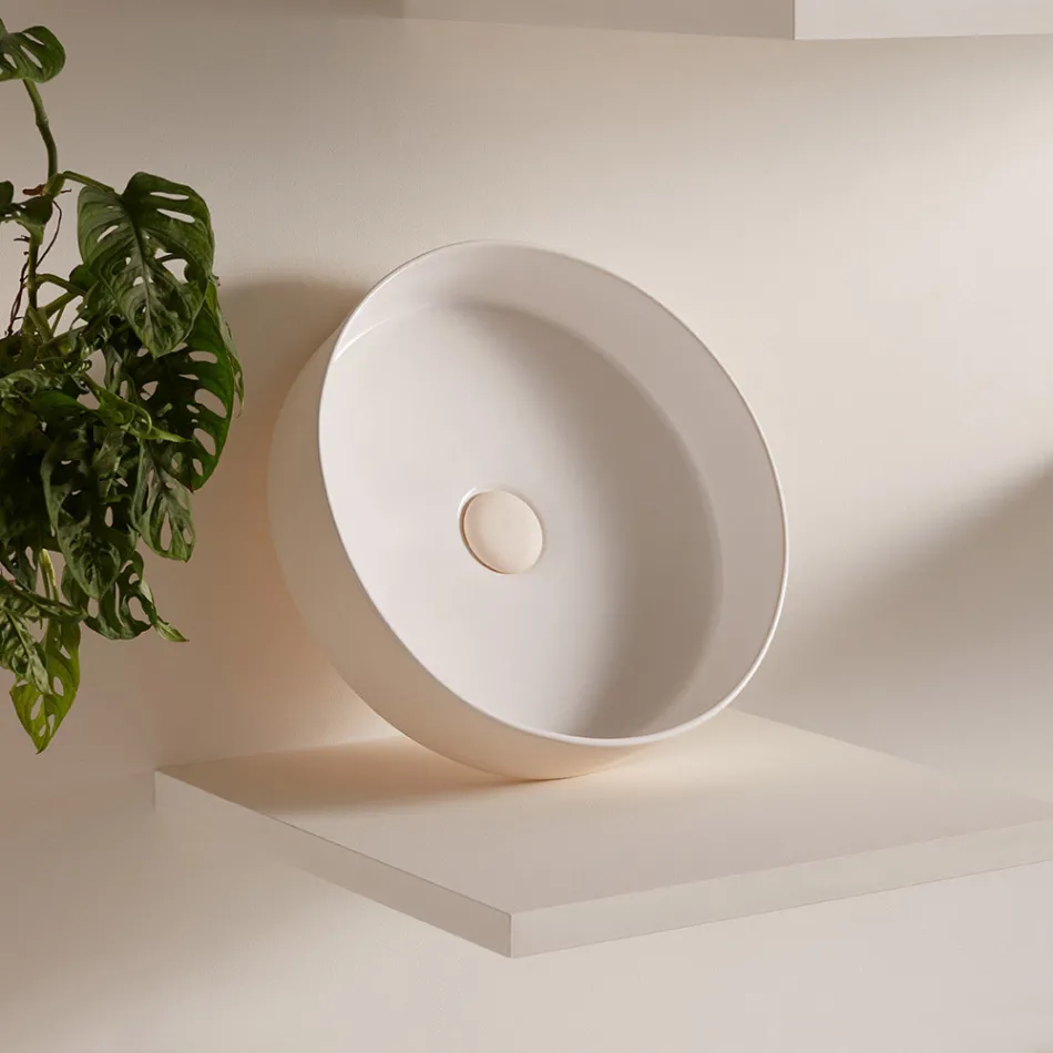 Washbasin in porcelain stoneware of different finishes Made in Italy - Envelope Viadurini