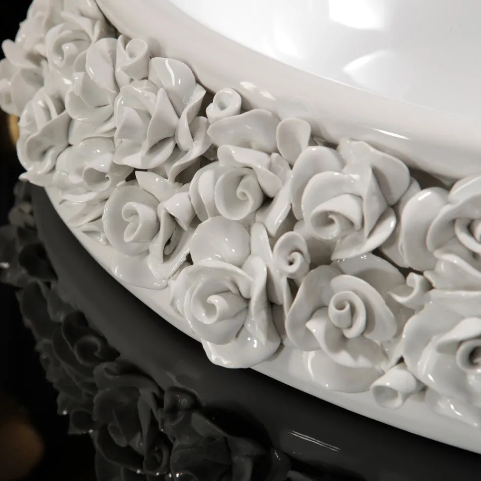 Porcelain washbasin with hand-applied petals Made in Italy - Amarone Viadurini
