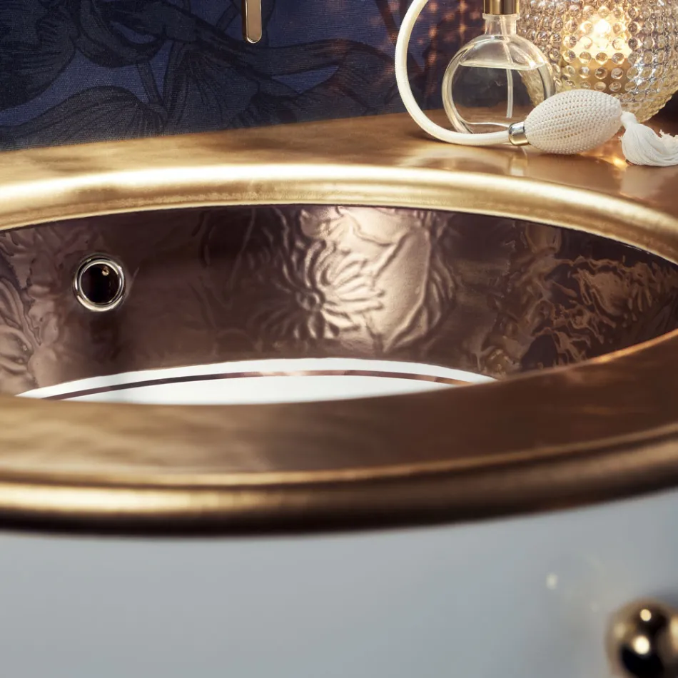 Built-in sink in Fire Clay with band in different finishes Made in Italy - Erioli Viadurini