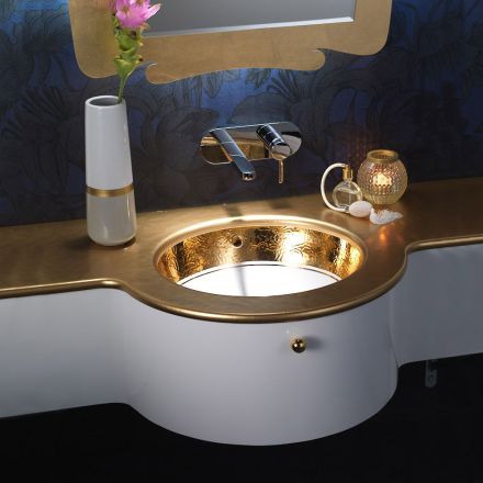 Built-in sink in Fire Clay with band in different finishes Made in Italy - Erioli Viadurini