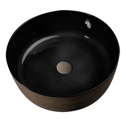 Luxury Black Countertop Washbasin in Colored Clay Made in Italy - Tatiana Viadurini