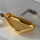 Modern countertop washbasin in gold ceramic made in Italy Sofia Viadurini