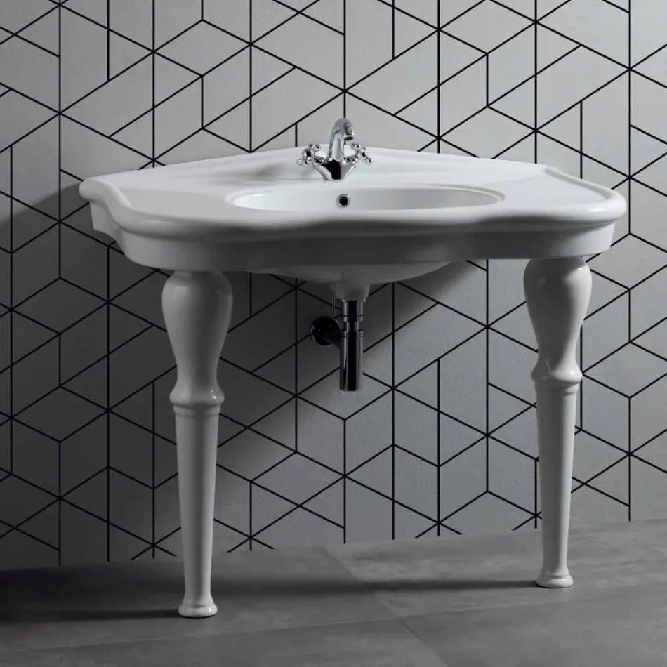 Modern Wall Washbasin with or without Legs, L90 cm in Avise Ceramic Viadurini