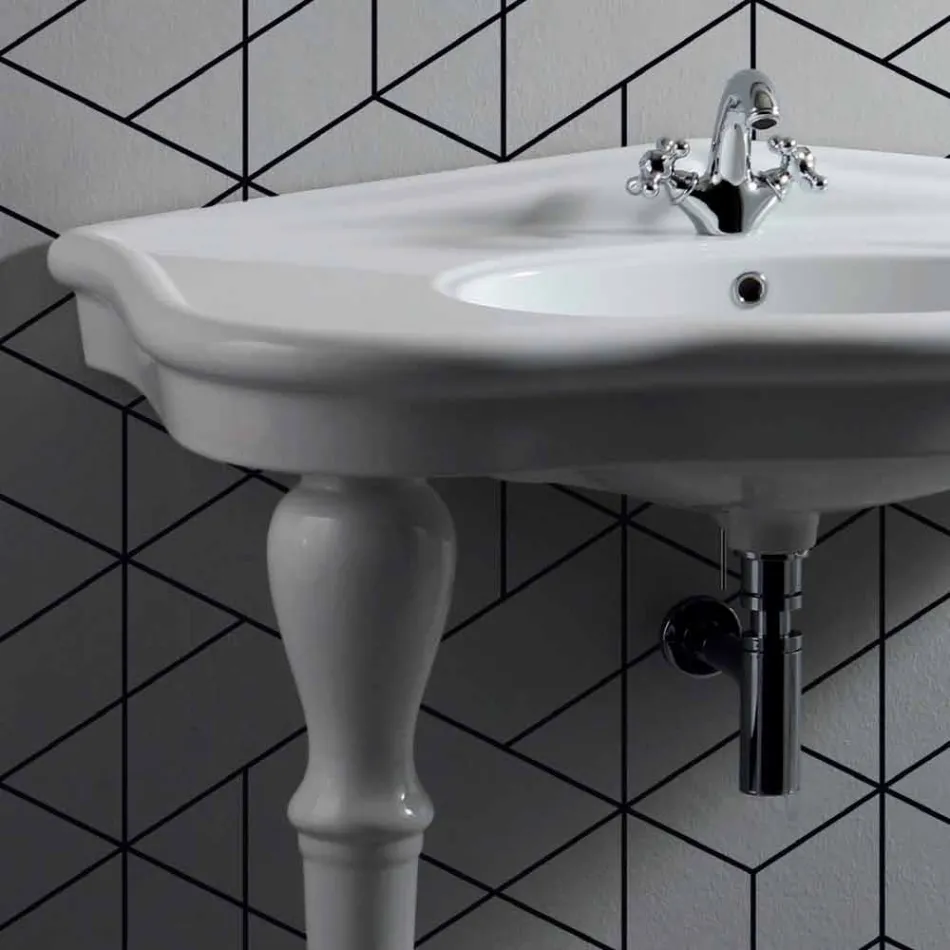 Modern Wall Washbasin with or without Legs, L90 cm in Avise Ceramic Viadurini