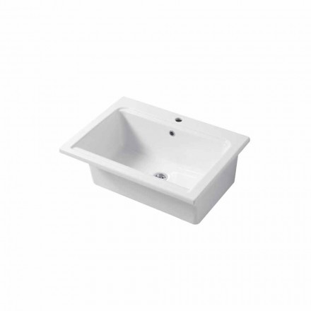 Modern One-hole Washbasin in White or Panama Colored Ceramic Viadurini