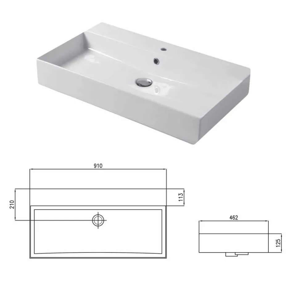 Single Hole Basin for Support or Wall in Coliviata Colivi Ceramic Viadurini
