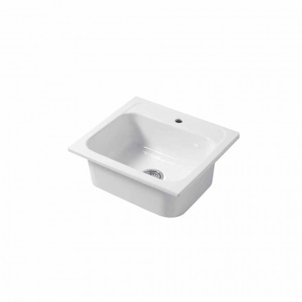 Single-Hole Basin in Colored Ceramic for Support and Recessed Capri Viadurini