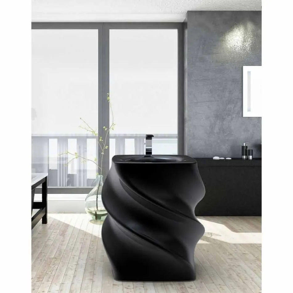 Black freestanding sink Twist modern design made in Italy Viadurini