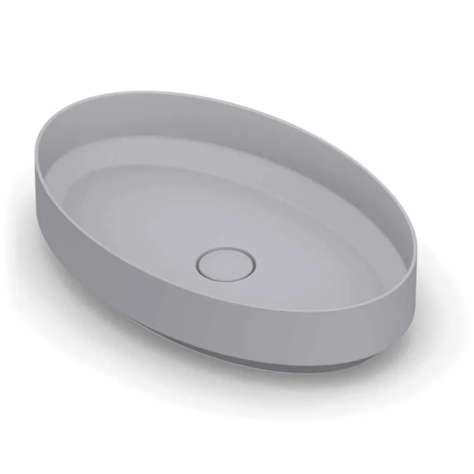Oval ceramic counter top washbasin made in Italy, Yoel Viadurini