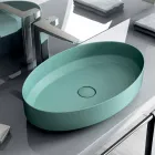 Oval ceramic counter top washbasin made in Italy, Yoel Viadurini