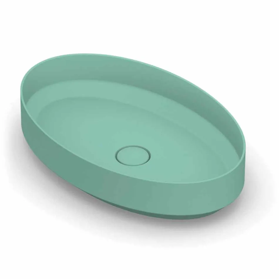 Oval ceramic counter top washbasin made in Italy, Yoel Viadurini