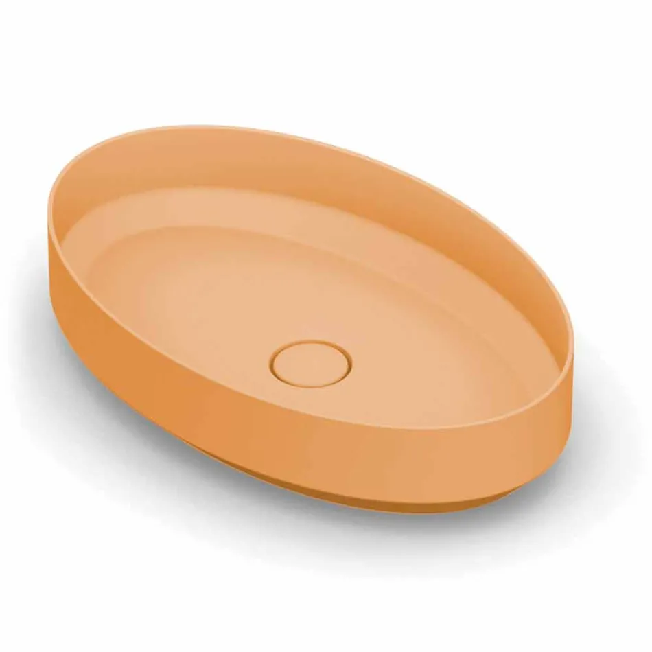 Oval ceramic counter top washbasin made in Italy, Yoel Viadurini