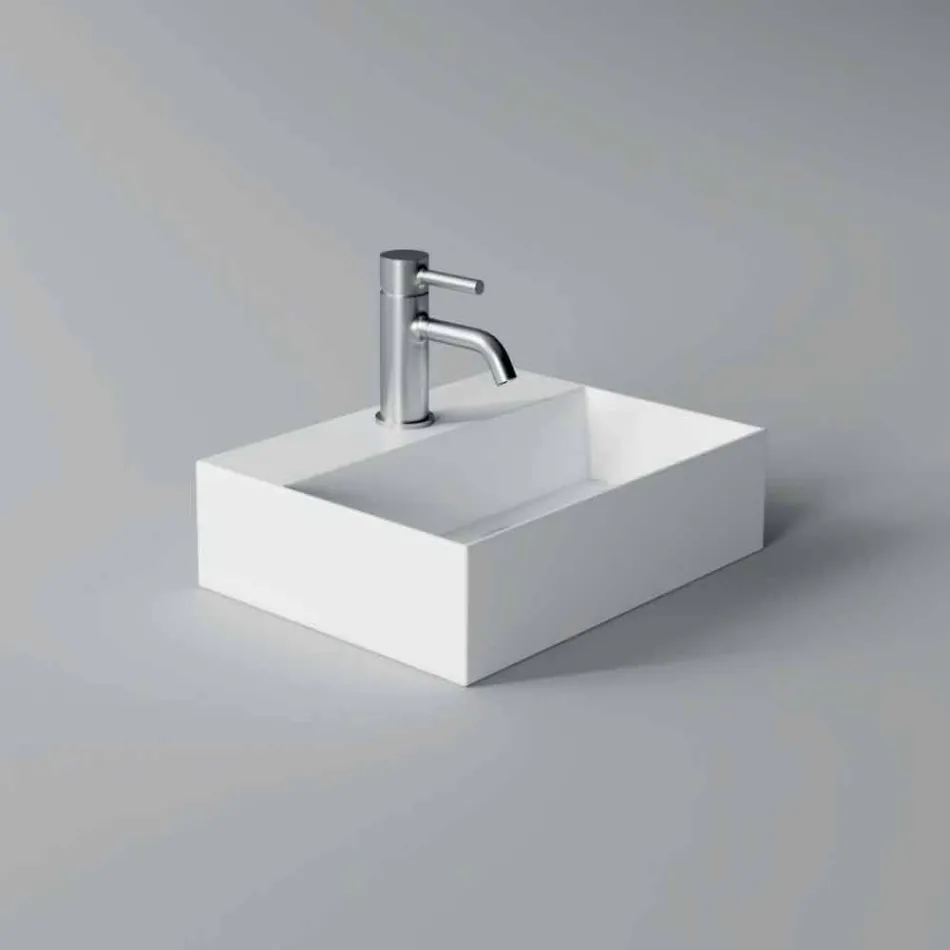 Square or Rectangular Modern Design Ceramic Wash Basin Made in Italy - Act Viadurini