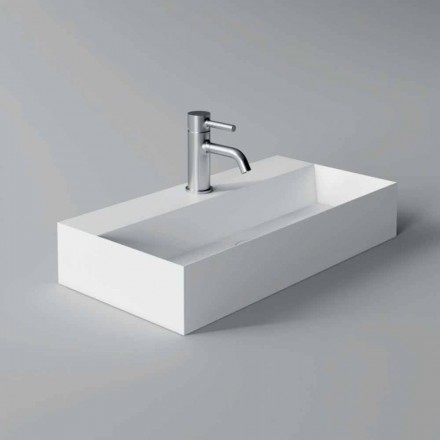 Modern Rectangular Countertop or Suspended Washbasin 60x30 cm in Ceramic - Act Viadurini