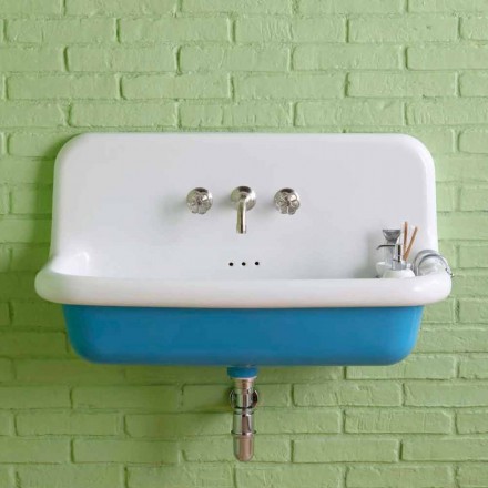 Henry wall-mounted rectangular ceramic washbasin Viadurini