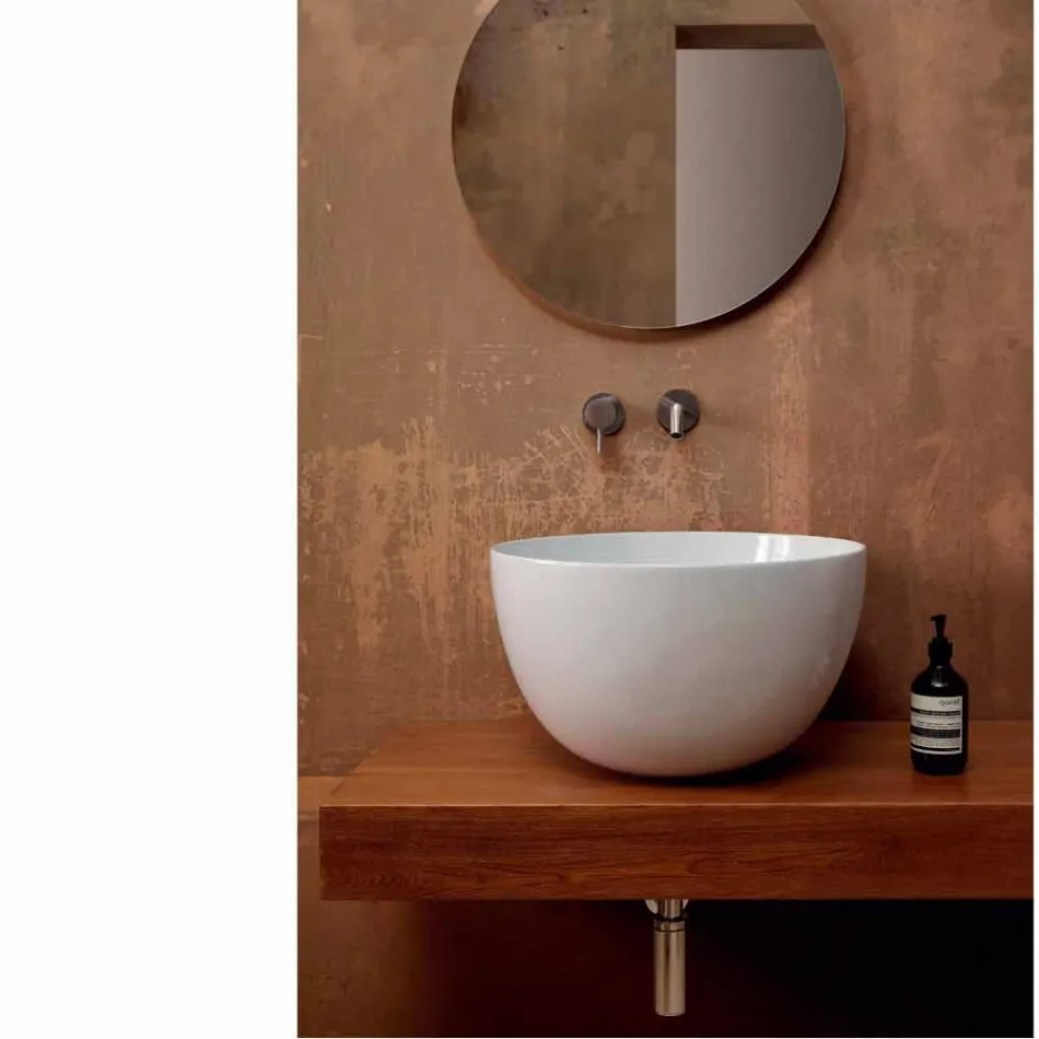 Round washbasin in white or colored Star Round50 ceramic Viadurini