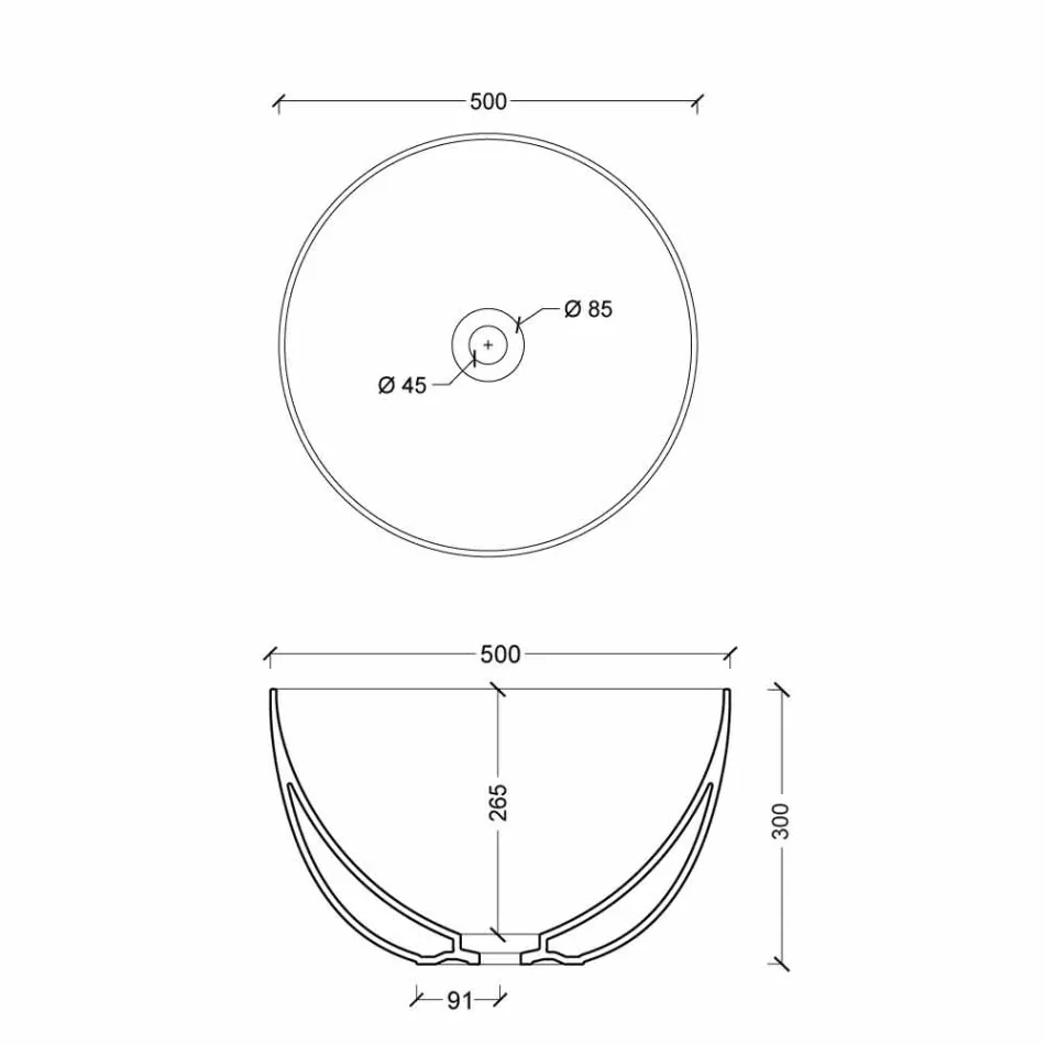 Round washbasin in white or colored Star Round50 ceramic Viadurini