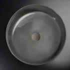 Round Gray Clay Washbasin Made in Italy - Tatiana Viadurini