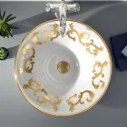 Semi-recessed washbasin with Cobalt Blue and Gold or Gold decorations Made in Italy - Capatosta Viadurini
