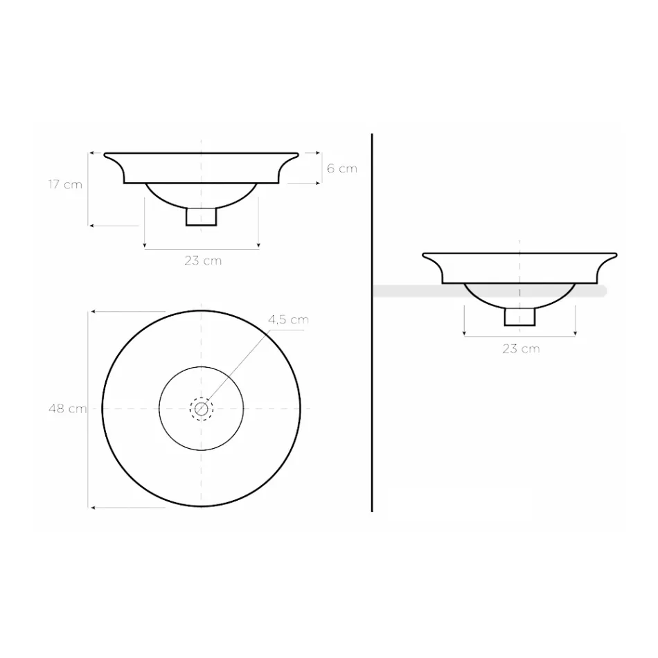Semi-recessed washbasin with Cobalt Blue and Gold or Gold decorations Made in Italy - Capatosta Viadurini