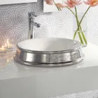 Semi-recessed washbasin in different finishes in Fire Clay Made in Italy - Erasmo Viadurini