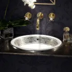 Semi-recessed washbasin in Fire Clay with band in different finishes - Botticino Viadurini