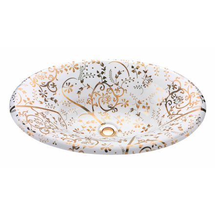 Semi-recessed washbasin in Fire Clay with Golden Spiral Made in Italy - Principe Viadurini