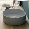 Sun Circle modern countertop washbasin in ceramic, diameter 40 cm