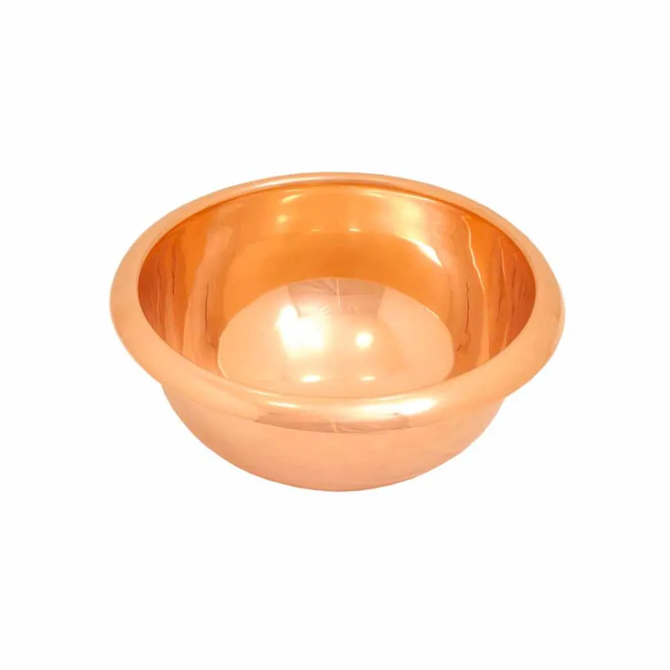 Round washbasin copper backing, handmade, Alba Viadurini