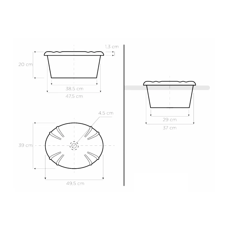 Vintage Hand-Cast Porcelain Washbasin with Flowers Made in Italy - Barbera Viadurini