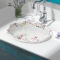 Vintage Hand-Cast Porcelain Washbasin with Flowers Made in Italy - Barbera