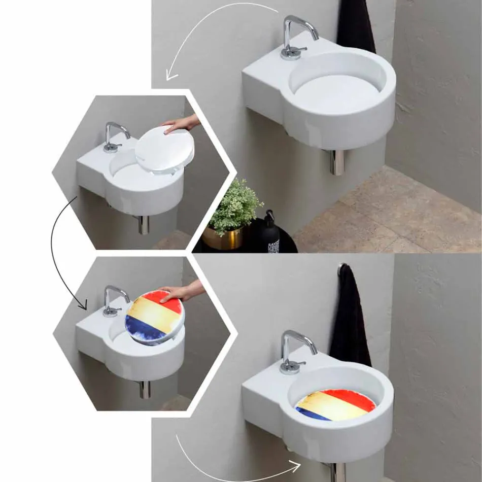 Countertop design washbasin / suspension made in Italy Tor Viadurini