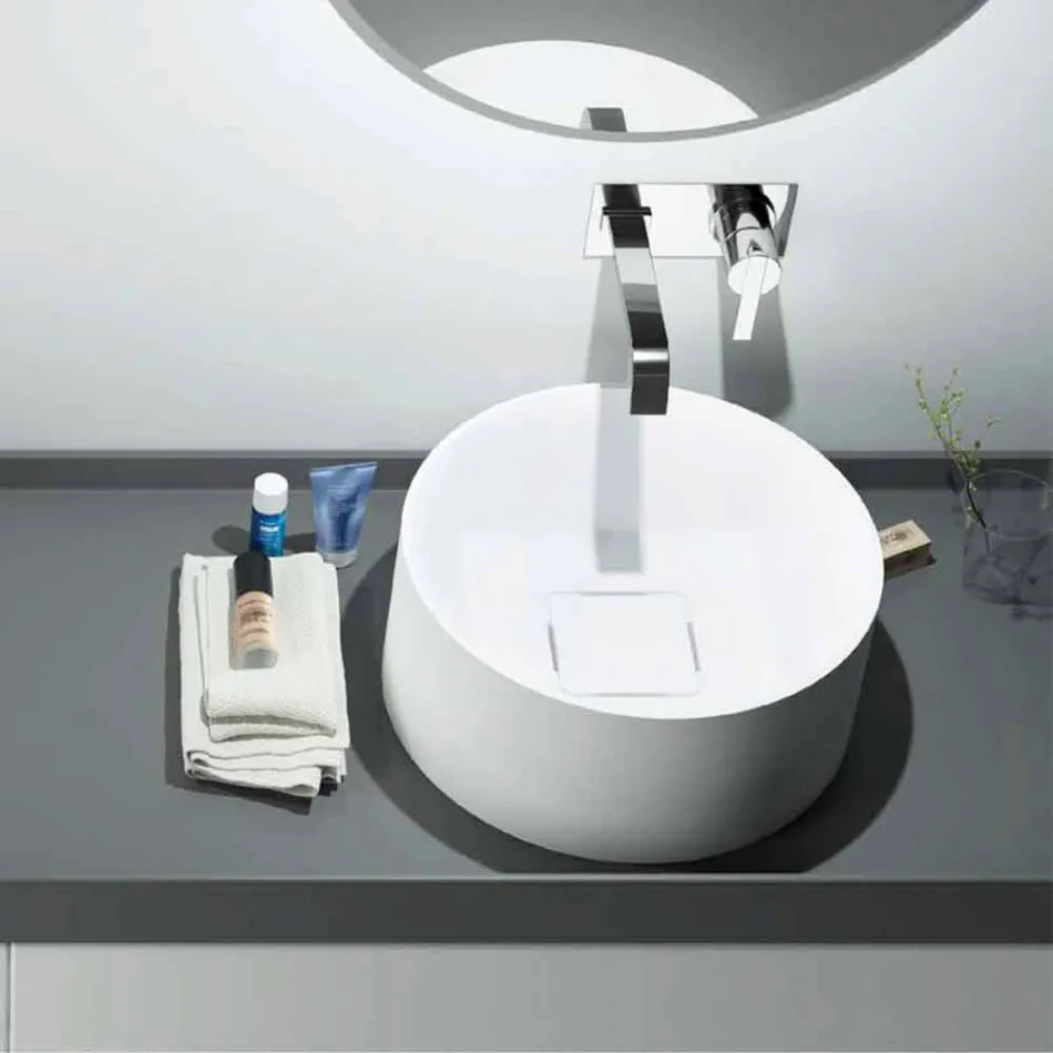 Round design countertop washbasin produced in Italy, Forino Viadurini