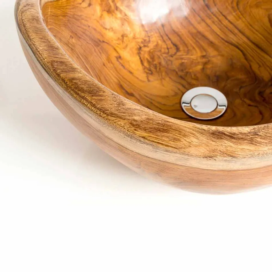 Vigevano modern countertop washbasin in natural teak wood Viadurini